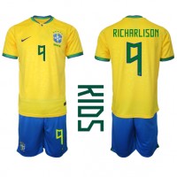 Brazil Richarlison #9 Replica Home Minikit World Cup 2022 Short Sleeve (+ pants)